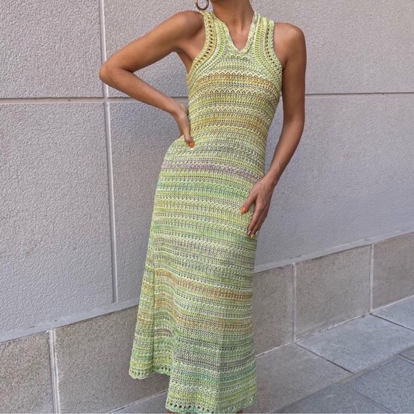 Zara Dresses Zara Crochet Knit Halter Midi Dress Poshmark